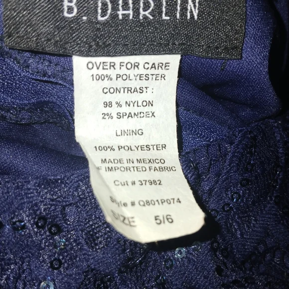 Elegant Navy Halter Dress B.DARLIN SIZE 5/6 STYLE#Q801P074 - Picture 7 of 7